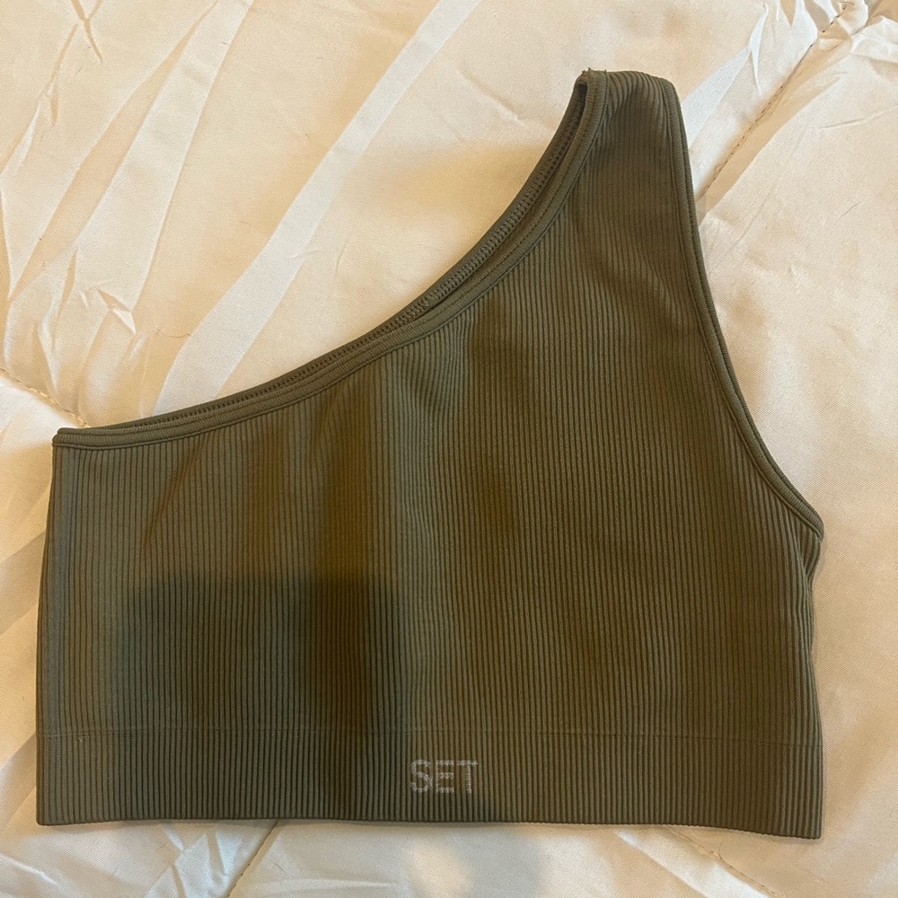 Set active one shoulder sculpflex bra army green